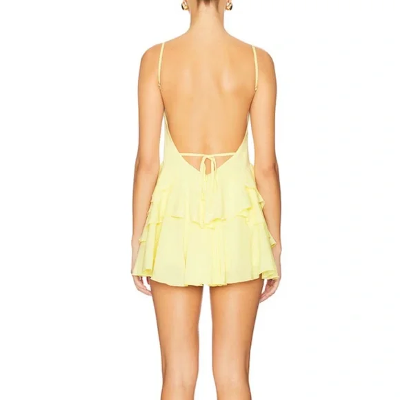 Yellow Tiered Ruffle Mini Dress - Picture 2 of 5